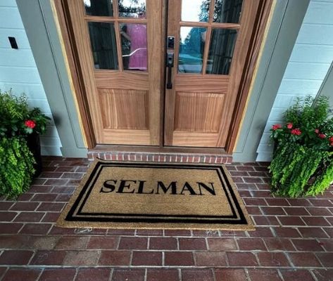 Personalized Name Border Doormat, Flocked Coir Door Mat, Welcome Mat, Engagement Wedding Gift, Realtor Client Gift, Outdoor Rug, Double Door Realtor Client Gifts, Entryway Style, Coir Door Mat, Funny Welcome Mat, Funny Doormats, Design Text, Coir Doormat, Custom Doormat, Entrance Mat