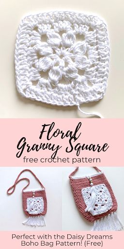 Flower Granny Square Lace, Crochet Granny Square Washcloth Free Pattern, Small Flower Granny Square, Crocheted Squares Pattern, 5 Inch Granny Square Crochet, Monochrome Granny Square, 6 Inch Granny Squares Free Pattern, Floral Granny Square Crochet Pattern, Granny Square Designs Free