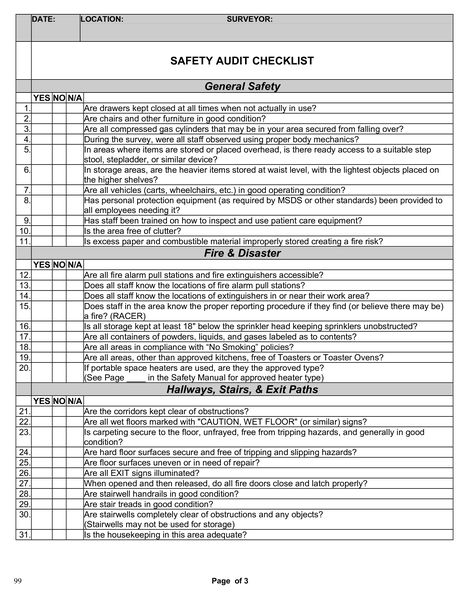 Safety Audit Checklist - How to create a Safety Audit Checklist? Download this Safety Audit Checklist template now! Work Checklist Template, Home Safety Checklist, Hygiene Lessons, Inventory Printable, Office Safety, Health And Safety Poster, Safety Audit, Safety Slogans, Safety Plan