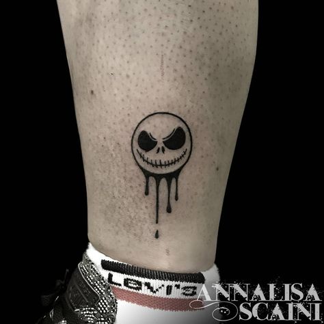 Small Jack Skellington Tattoo, Small Tattoo Designs Unique, Boys Hand Tattoo, Jack Skellington Tattoo, Band Tattoos For Men, Jack Tattoo, Emo Tattoos, Nightmare Before Christmas Tattoo, Christmas Tattoo