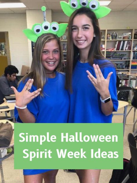 27 Halloween Spirit Week Ideas - momma teen Cowboy Vs Aliens Spirit Week, Kindergarten Day Spirit Week High School, Movie Character Outfits Spirit Week, Halloween Spirit Week Ideas, Movie Character Day Spirit Week, Character Day Ideas For Spirit Week, Old People Costume, Character Day Spirit Week, Twin Day Outfits