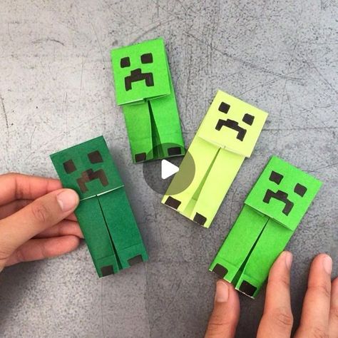 Minecraft Crafts For Kids, Minecraft Origami, Origami Minecraft, Minecraft Love, Card Ideas Handmade, Minecraft Diy, Love Minecraft, Creeper Minecraft, Kids Origami