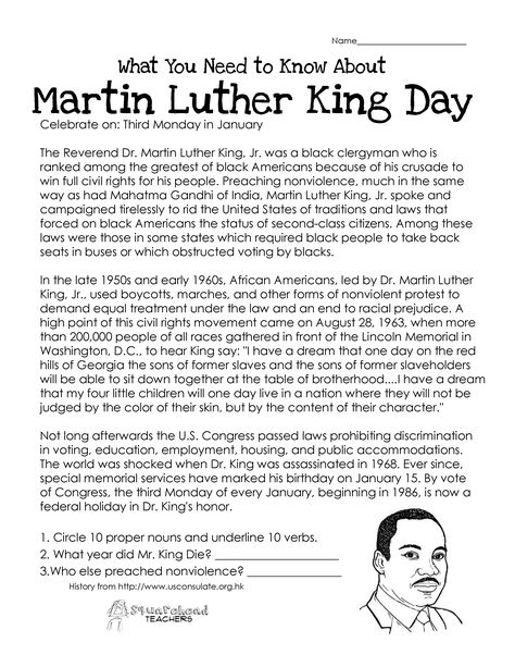 Martin Luther King Jr Worksheets, Martin Luther King Worksheets, Parts Of Speech Practice, Mlk Activities, Martin Luther King Activities, Martin Luther King Jr Activities, Rodney King, Elementary Worksheets, Dr Martin Luther King Jr