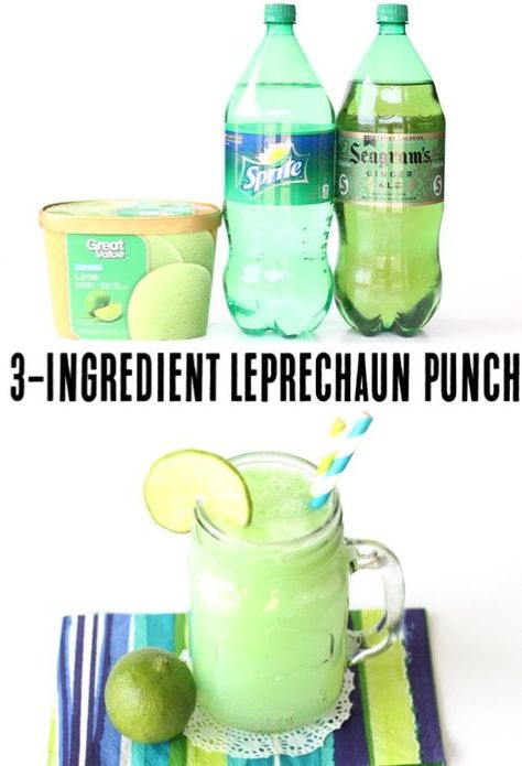 Food For Kids Party, Leprechaun Punch, Party Punch Recipe, St Patricks Food, St Patrick Day Snacks, Sant Patrick, St Patricks Day Drinks, St Patties, St Patrick Day Treats