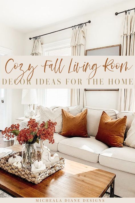 Fall Decor Room Bedrooms, Fall Living Room Decor Warm Colors, Fall Living Room Ideas, Cozy Fall Living Room, Minimalist Apartment Decor, Autumn Living Room, Fall Living Room Decor, Fall Living Room, Cozy Fall Decor