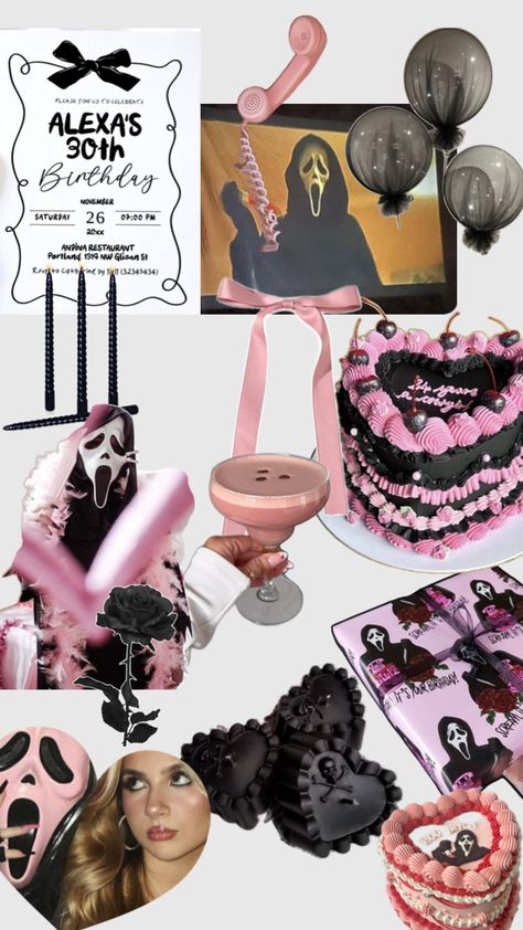 Ghostface Pink Birthday Party 🔪🖤 Ghostface Party, Ghostface Pink, Pink Ghostface, Girly Goth, Pink Birthday Party, Pink Birthday, It's Your Birthday, Party Inspiration, 30th Birthday