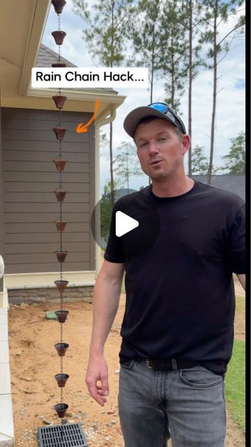 Dennis Comstock - Builder Brigade on Instagram: "💦 Rain chains or downspouts...?
 
I like downspouts but I can really see the allure of rain chains, everyone who has them says they are mesmerizing to watch during a storm. Especially with a nice big front porch.

👇All the tips and ideas from my videos are organized in here: 
✅The Ultimate Home Building Checklist at BuilderBrigade.com

 Builder: @SouthernStateBuilders

#BuilderBrigade #homebuildingtips #homebuilding #customHome #HomeBuildingChecklist #rainchain #gutterguards" Water Gutter Ideas, Rain Chain Catch Basin Ideas, Chain Downspout Ideas, Rain Chain Basin Ideas, Rainchain Ideas, Downspout Runoff Ideas, Rain Gutter Chains, Rain Chain Ideas, Chain Downspout