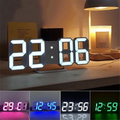 Led Digital Clock, Jam Alarm, Desk Alarm Clock, Led Wall Clock, Digital Wall Clock, Clock Living Room, Led Clock, Table Clocks, Wall Desk