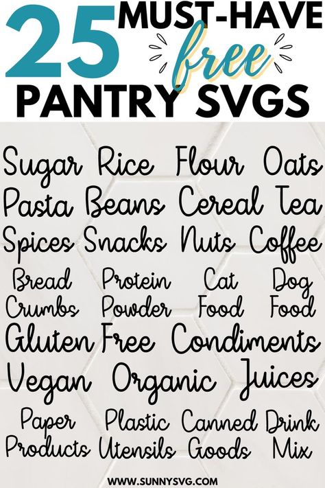 pantry svg free Pantry Labels Printable, Pantry Organization Labels, Gluten Free Pantry, Free Pantry, Canister Labels, Coffee Bread, Free Svg Files For Cricut, Organizing Labels, Organic Juice