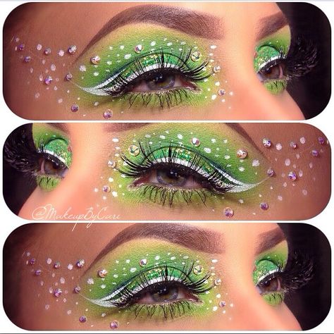 Green Elf Makeup, Dandelion Makeup, Fairy Makeup Green, Leafeon Cosplay, Green Fairy Makeup, Makeup Artist Price List, Frog Makeup, Spongebob Makeup, Apple Mojito