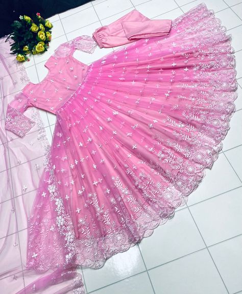 *Gown Fabric * : Heavy Orgenza Tisyu Net With Emrodery Work With Full-Sleevs With Cut-Work *(Fullstitched )* *Gown Size* :* Xl-(42) * * (Fully Stiched )* *Gown Length * :53-55 Inches *Gown Flair * :3 Meter *Bottom Fabric * : Heavy Micro Cotton With Elastic (*Full-Stiched*) *Dupatta Fabric * : Heavy Orgenza Tisyu Net With Emrodery Work With 2 Pllu Side Siqwans Less Boder With Full-Stiched *Dupatta Length* : 2.15-2.20 mtr *Weight* : 900 gm *Rate :- 1399+$*..⁰⁰nl10 Organza Gown Designs, Indian Long Dress, Barat Dress, Shop Gowns, Full Sleeve Gowns, Indian Anarkali Dresses, Simple Suits, Latest Gowns, Net Gown