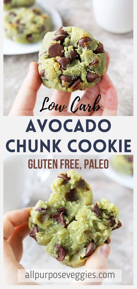 Avocado Recipes Dessert, Avocado Cookies, Avocado Dessert, Avocado Chocolate, Sugar Free Chocolate Chips, Vegan Chocolate Chip, Avocado Recipes, Gluten Free Cookies, Healthy Sweets