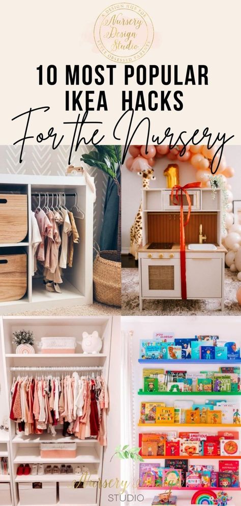 IKEA NURSERY HACKS (1) Ikea Wall Storage, Ikea Hack Kids Room, Ikea Nursery Hack, Custom Door Handle, Ikea Hack Kids, Nursery Hacks, Ikea Closet Organizer, Ikea Built In, Ikea Nursery