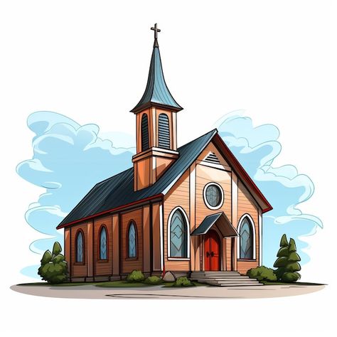 Temple Cartoon Background, Church Cartoon, Church Clipart, Old Church Drawing, Church Aesthetic, Lutheran Church, Divine Design, Cartoon Pics, Clip Art