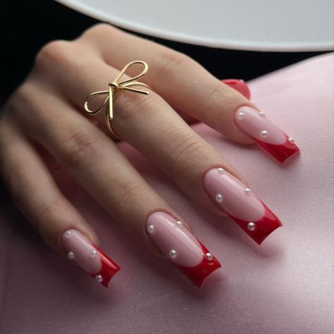 23+ Stunning Pink Nails With Gems Ideas for 2024 - DrExplains French Tip Nail Designs, Simple Acrylic Nails, Vibrant Nails, French Acrylic Nails, Gem Nails, Xmas Nails, Dream Nails, Square Nails, Long Acrylic Nails