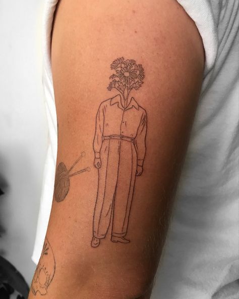 Growing Flowers Tattoo, Flowers Growing Out Of Head, Open Tattoo, Lgbt Tattoo, Los Angeles Tattoo, Head Tattoo, Flowers Growing, Flowers Tattoo, Lgbt Art