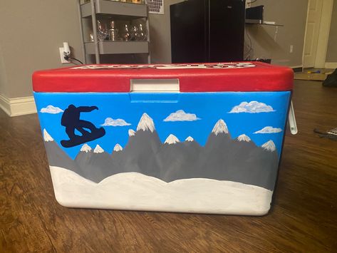 Frat Cooler Snowboarding, Frat Formal, Snowboarding Mountains, Formal Cooler Ideas, Fraternity Formal, Formal Cooler, Cooler Ideas, Frat Coolers, Cooler Designs