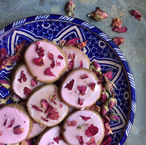 Persian Rose "Love Spell" Cookies Spell Cookies, Persian Desserts, Kitchen Witch Recipes, Rose Cookies, Rose Recipes, Rose Love, Tea Recipe, Love Spell, Fun Baking Recipes