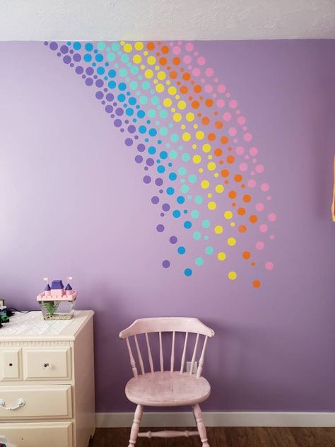 Girls Rainbow Bedroom, Girls Room Paint, Rainbow Bedroom, Room Paintings, Unicorn Bedroom, Diy Wall Decals, Rainbow Room, Girl’s Room, Toddler Bedrooms