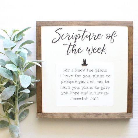 Scripture Of The Week Sign Memory Verse Sign Wood Sign Home | Etsy Scripture Of The Week, Farmhouse Bedroom Makeover, Verse Of The Week, Modern Farmhouse Bedroom Ideas, Craft Signs, Scripture Decor, Inspirational Decor, Scripture Signs, Modern Farmhouse Bedroom