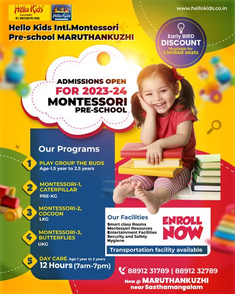 🔰Join us for the 2023-2024 academic year, as we open admissions for Grades 1 and 2. Discover a nurturing environment where children thrive and grow. Don't miss out on this wonderful opportunity to provide your child with a fantastic place to learn and develop. 🎈 ✨𝟏𝟐 𝗛𝗿𝘀. 𝗗𝗮𝘆 𝗖𝗮𝗿𝗲 & 𝗔𝗳𝘁𝗲𝗿 𝗦𝗰𝗵𝗼𝗼𝗹 𝗖𝗮𝗿𝗲✨ Ph: 📱+91 8891231789 Preschool Admission Open Poster, School Leaflet Design, Open Day Ideas School, School Admission Flyer Design, Admission Open Creative Ads, Admission Open Creative Poster, School Creative Ads, Admission Open Poster, Hair Poster Design