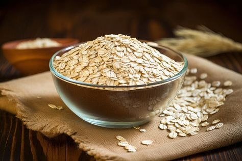 Oats are raw and in a dry form oats are overflowing bowl breakfast. | premium image by rawpixel.com Pill Cereal, Grain Foods, Free Image, Glass Bowl, Oats, Cereal, Oatmeal, Bowl, Wood