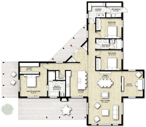 3 Bedroom House Plans - Designed By Residential Architect Modern Cabin House, Casa Hobbit, Casa Country, Cabin House, Casas The Sims 4, Sims House Plans, Cabin House Plans, House Layout Plans, Container House Plans