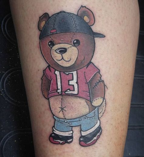 Teddy Bear Tattoo Designs, Bar Tattoo, Bear Tattoo Ideas, Baker Tattoo, Teddy Bear Tattoo, Bear Tattoo Designs, African Tattoo, Bear Tattoos, Bear Tattoo