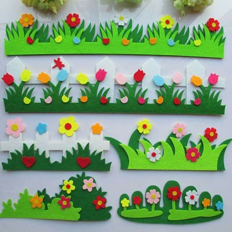 Trang trí Preschool Decor, School Board Decoration, Craft Easy, Board Decoration, Class Decoration, Easy Craft, School Decorations, Spring Crafts, Felt Flowers