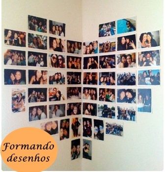 awesome display of photos in heart shape on the wall of the inside of corner where two walls meet. Dorm Room Doors, Roommate Rooms, Wall Collage Decor, Trendy Apartment, Ideas Ikea, Picture Collage Wall, Teen Bedroom Decor, Cute Room Decor, Room Doors