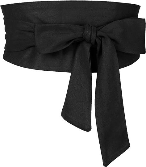 Elerevyo Women Solid Obi Belt, Bowknot Self Tie Wrap Wide Sash Waistband Belt for Dress 56-82cm/22.05-32.28" Black at Amazon Women’s Clothing store Belt For Dress, Obi Belt, Branded Belts, Tie Wrap, Kids Luggage, Amazon Women, Belted Dress, Army Green, Clothing Store