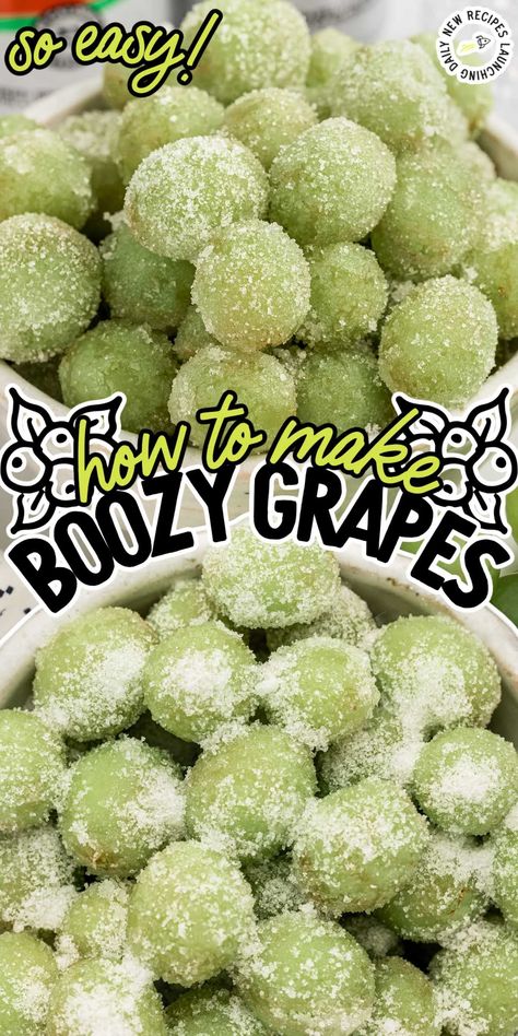 Our Boozy Grapes are easy to make, frozen grapes soaked in Watermelon White Claw and vodka, perfect for refreshing party snacks. White Claw Vodka, Boozy Grapes, Sour Patch Grapes, Boozy Treats, Champagne Grapes, Easy Mac N Cheese, Butterbeer Recipe, Sugared Grapes, Princess Pinky Girl