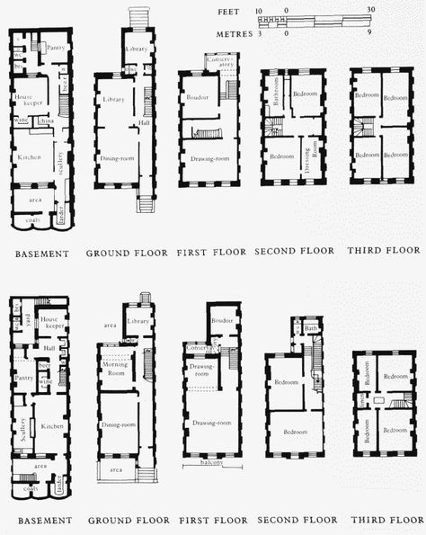 The Edwardes estate: South of West Cromwell Road | British History Online Georgian Townhouse Floorplan, Glasgow Townhouse, Townhouse Floorplan, Kensington Mansion, Townhouse Plans, 1800s House, Georgian London, Architecture Career, Vintage Floor Plans