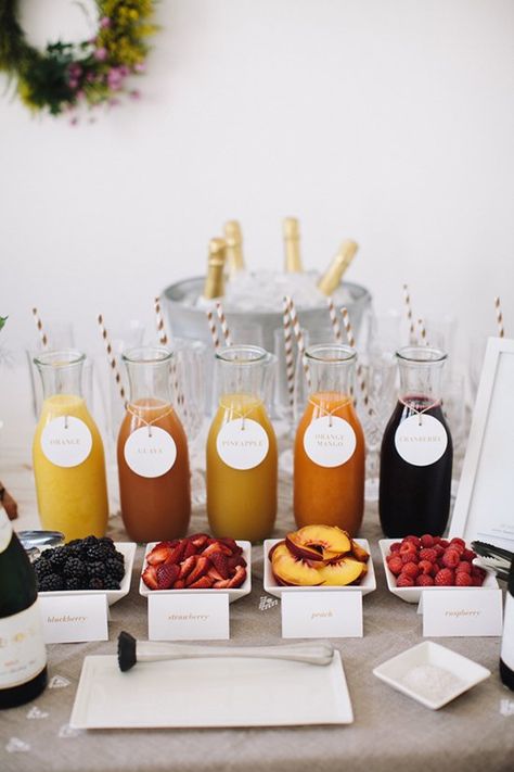 Excellent addition to brunch - mimosa bar! Fab Themes for {Jewelry Bars}! http://www.AndiTilly.Ori... http://www.FB.com/... Weekend Cleanse, Cleanse Juice, Brunch Bar, Bridesmaid Luncheon, Mimosa Bar, Drink Station, Birthday Brunch, Juice Cleanse, Juice Bar