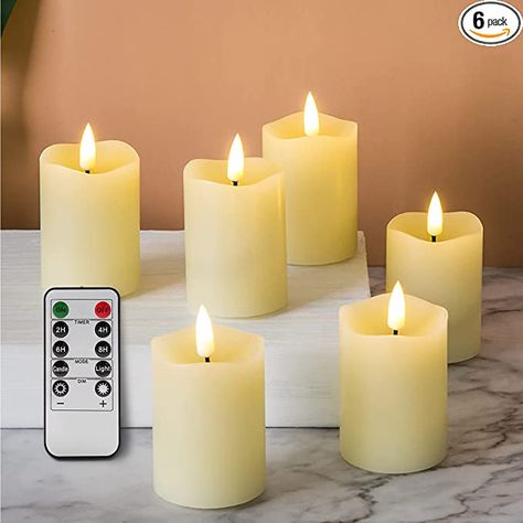 Amazon.com: Girimax Ivory Flameless Votive Candles with Remote, Real Wax Flickering LED Pillar Candles Battery Included Φ 2" H 3" : Tools & Home Improvement Realistic Candles, Timer Candles, Fake Candles, Window Candles, Battery Candles, Led Pillar Candle, Flameless Led Candles, Battery Operated Candles, Flickering Candles