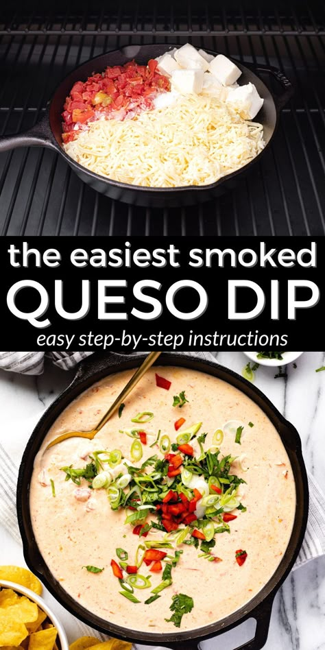 Smoked Queso No Velveeta, Grilled Queso Dip Without Velveeta, Queso Recipe No Velveeta, Southwest Appetizers, Queso On The Grill, Grilling Appetizers, Smoked Queso Dip, Smoked Queso, Traeger Cooking