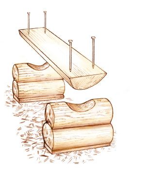 This weekend project shows you in easy illustrated steps how to make a rustic DIY log bench from leftover lumber after your log home is built. Log Benches, Bandsaw Projects, Trunk Ideas, Log Bench, Cabin Living, Log Furniture, Weekend Projects, Woodworking Bench, Rustic Cabin