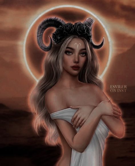 Aries Art Goddesses, Zodiak Aries, Aries Wallpaper, Arte Aries, Star Sign Art, Aries Aesthetic, Capricorn Art, Aries Art, Capricorn Girl