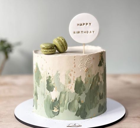 Green Birthday Cakes, Gold Birthday Cake, Green Cake, Simple Cake Designs, Mini Cakes Birthday, Birthday Cakes For Women, Simple Birthday Cake, Baby Birthday Cakes, Cake Decorating Designs