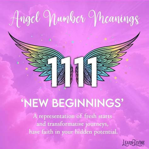 The Angel number 111 or 1111 can mean new beginnings, fresh starts and journeys of transformation. A little message from our guardian angel to tell us to have faith in ourselves and our hidden potentials. #111 #1111 #guardianangels #numerology #angelnumbers #spiritual #positivity 1111 Angel Number Meaning, 1111 Angel Number, Angel Number 111, Angel Number Meaning, Hidden Potential, Fresh Starts, Angel Number Meanings, Number Meanings, Have Faith In Yourself