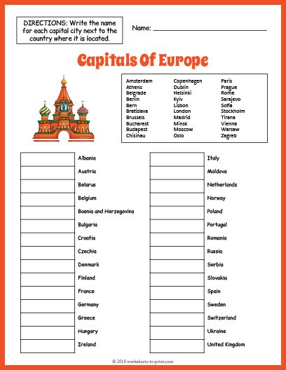 Use this free printable geography worksheet and quiz to explore and review capitals of Europe in the classroom or homeschool. Europe Geography, Geography Printables, Geography Worksheets, Geography Quiz, Geography For Kids, Geography Activities, American History Lessons, Europe Continent, Teaching Geography