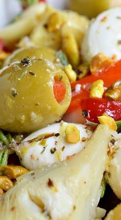 . Marinated Mozzarella Balls, Olive Recipes Appetizers, Marinated Mozzarella, Marinated Cheese, Mozzarella Balls, Marinated Olives, Olive Recipes, Artichoke Recipes, Italian Appetizers