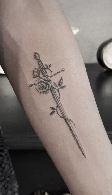 Rose And Dagger Tattoo, Aquarius Symbol, Bookish Tattoos, Stitch Tattoo, Symbol Tattoo, More Tattoo, Simple Tattoo Designs, Tattoo Designs And Meanings, Elegant Tattoos