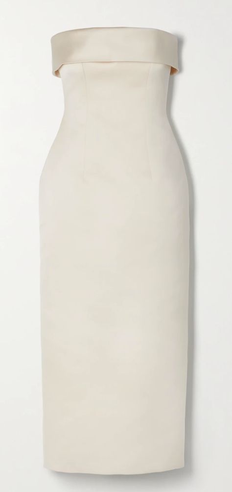 Emilia Wickstead Keeley Dress in Pale GreenEXCLUSIVE AT NET-A-PORTER. Emilia Wickstead's streamlined 'Keeley' midi dress is ideal for any of the events leading up to your big day, including your shower or rehearsal dinner. It's cut for a close fit from duchesse-satin with front darts and a fold-over strapless neckline. Wear it with statement heels. Purchase Worn by Princess Maria-Olympia on:23 October 2021 - Wedding Reception of Prince Philippos and Princess Nina Maria Olympia, Duchess Dress, Statement Heels, Emilia Wickstead, Strapless Neckline, Rehearsal Dinner, Rehearsal Dinners, Pale Green, All White