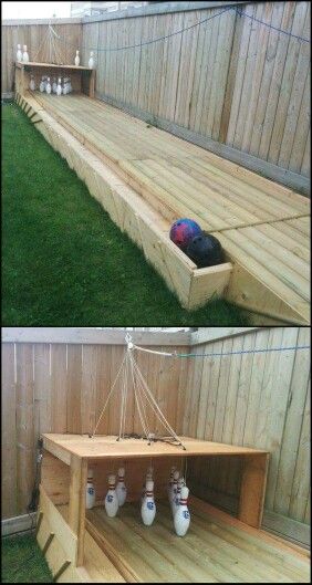 bowling for preschool! so creative! Diy Bowling, Backyard Games Kids, Curtains Diy, Pleat Curtains, Outdoor Spa, Yard Games, Backyard Diy Projects, Backyard Games, Building A Shed