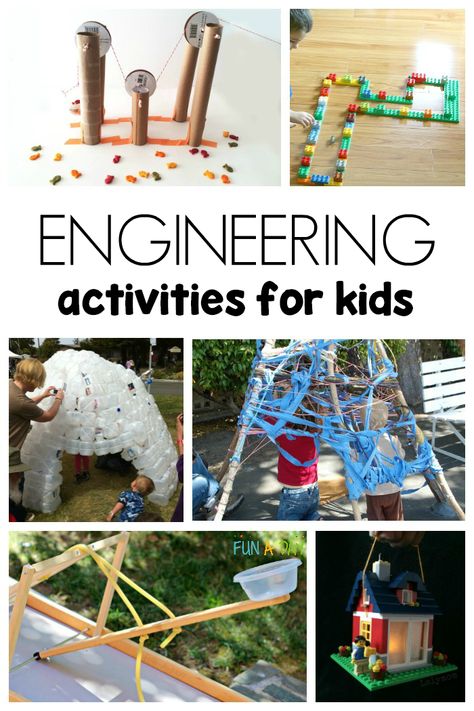 Engineering activities for kids that will get their brains and bodies moving! Build a catapult, explore STEM challenges, and get those young scientists thinking. Love the free printable too! #FunADay #PreschoolActivities #STEM #FreePrintable #Preschoolers Engineering Activities For Kids, Brownies Activities, Stem Kids, Engineering Challenges, Activities For Elementary Students, Elementary Stem, Makerspace Ideas, Steam Challenges, Steam Ideas