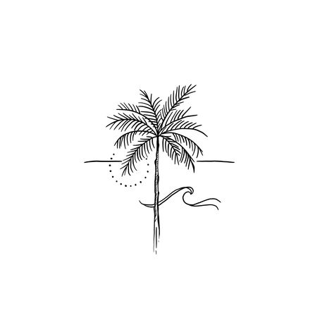 Pura Vida Palm Tree Tattoo, Tattoos Beachy, California Inspired Tattoo, Minimalist Palm Tree Tattoo, Coconut Tree Tattoo, Surf Tattoo Ideas, Beachy Tattoos For Women, Palm Tree Tattoo Design, Tattoos Simplistic