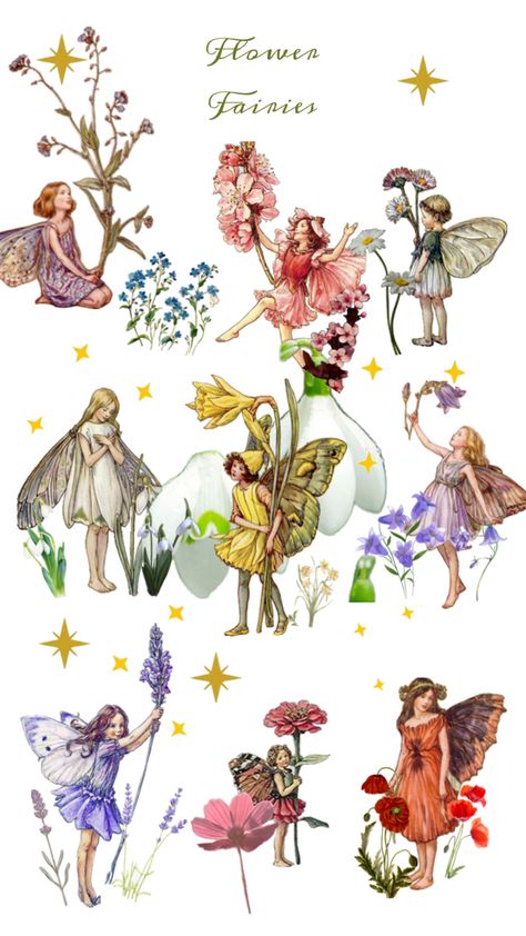 Forest Fairy Tattoo, Flower Fairies Books, Fairy Books, Forest Mural, Fairy Stickers, Fairy Drawings, Cicely Mary Barker, Fairy Tattoo, Fairy Figurines