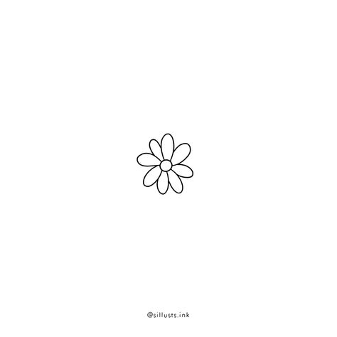 Simple Small Flower Drawing, Flower Tattoo Drawings Simple, Small Cartoon Flower Tattoo, Daisy Flash Tattoo, Flower Tattoo Designs Minimalist, Flowers Minimalist Drawing, Simple Daisy Tattoo Outline, Tiny Tattoo Flower, Tiny Daisy Tattoo Simple