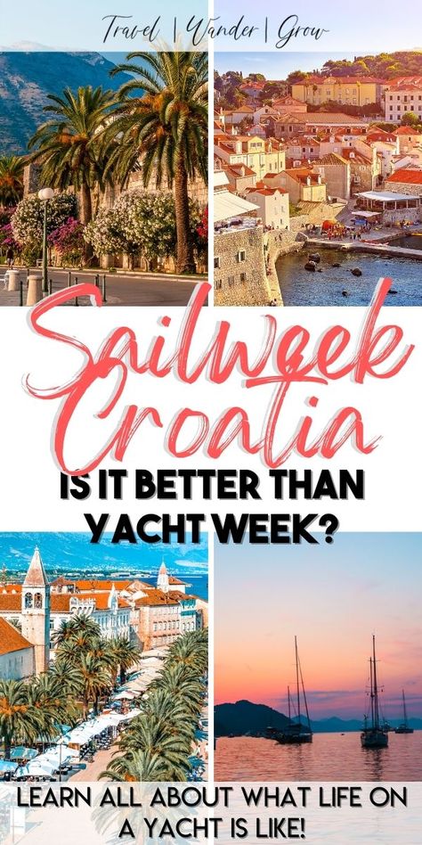 Are you looking for a creative way to explore Croatia? Well Adventure Sailweek Croatia is a great alternative to the Yacht Week. Learn what outfits to pack. Get information on cities such as Split, Dubrovnik, and islands like Hvar. Learn about the best things to do in each of these cities too! Croatia travel tips. Croatia beaches and beautiful places. Croatia travel photos. Europe travel destinations. Mljet Croatia, Croatia Island Hopping, Europe Trips, Yacht Week, Croatia Travel Guide, Visit Croatia, Destination Ideas, Europe Itineraries, Private Yacht